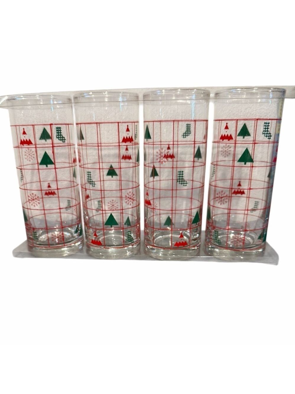 Vintage Panache by Dema Christmas Holiday 6.5” Glasses Original Box Set of 4